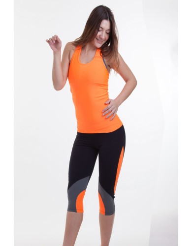 מוצרי ריו גים לנשים Rio Gym Joanne Cropped Capri - שחור/כתום