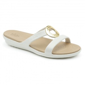 מוצרי Crocs לנשים Crocs Sanrah Hammered Met Sandal - לבן
